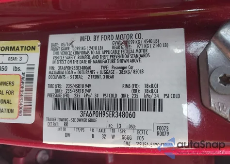 2014 Ford Fusion Se из США, поврежденный, VIN 3FA6P0H95ER348060